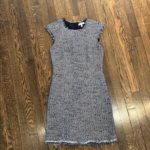 Rebecca Taylor Tweed Textured Dress with Fashionable Fringed Edges